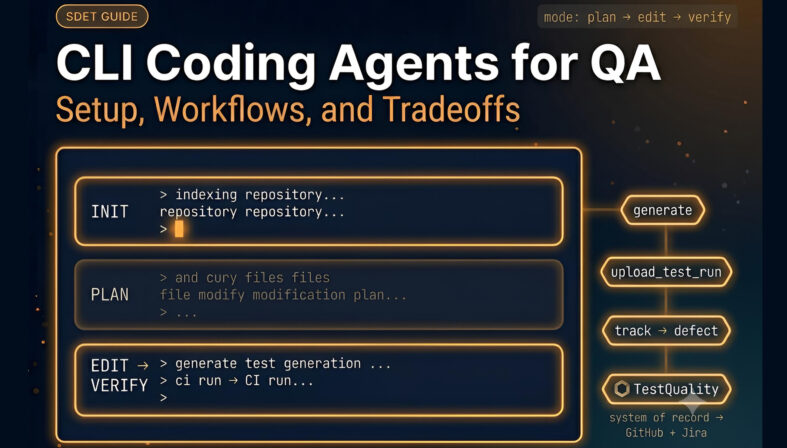 CLI coding agent running test automation in a terminal — QA engineer workflow