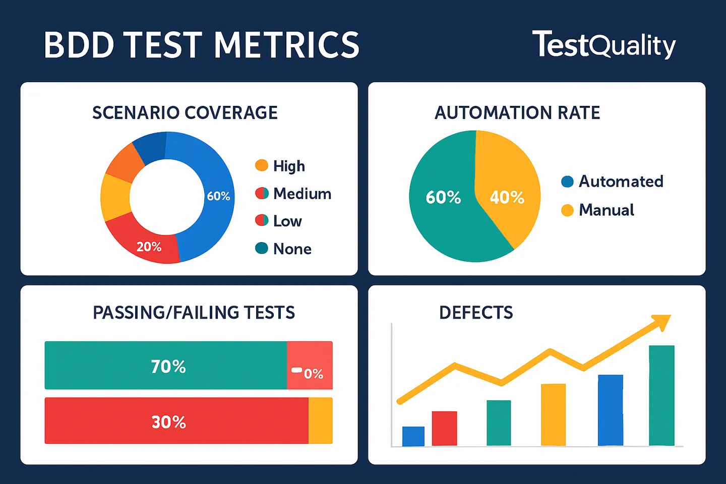 Measuring Success: Key Metrics for Effective Test Management in BDD Dashboard visualization of key BDD testing metrics for effective test management