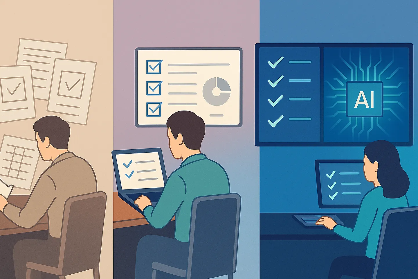 The Future of Test Case Management: From Manual Documentation to Intelligent Testing Systems Visual progression showing the evolution of test case management from manual documentation to AI-assisted predictive testing frameworks.