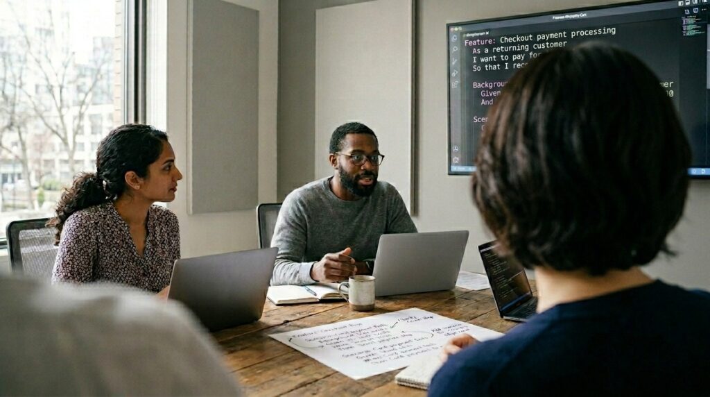 Collaborative BDD Testing in Practice