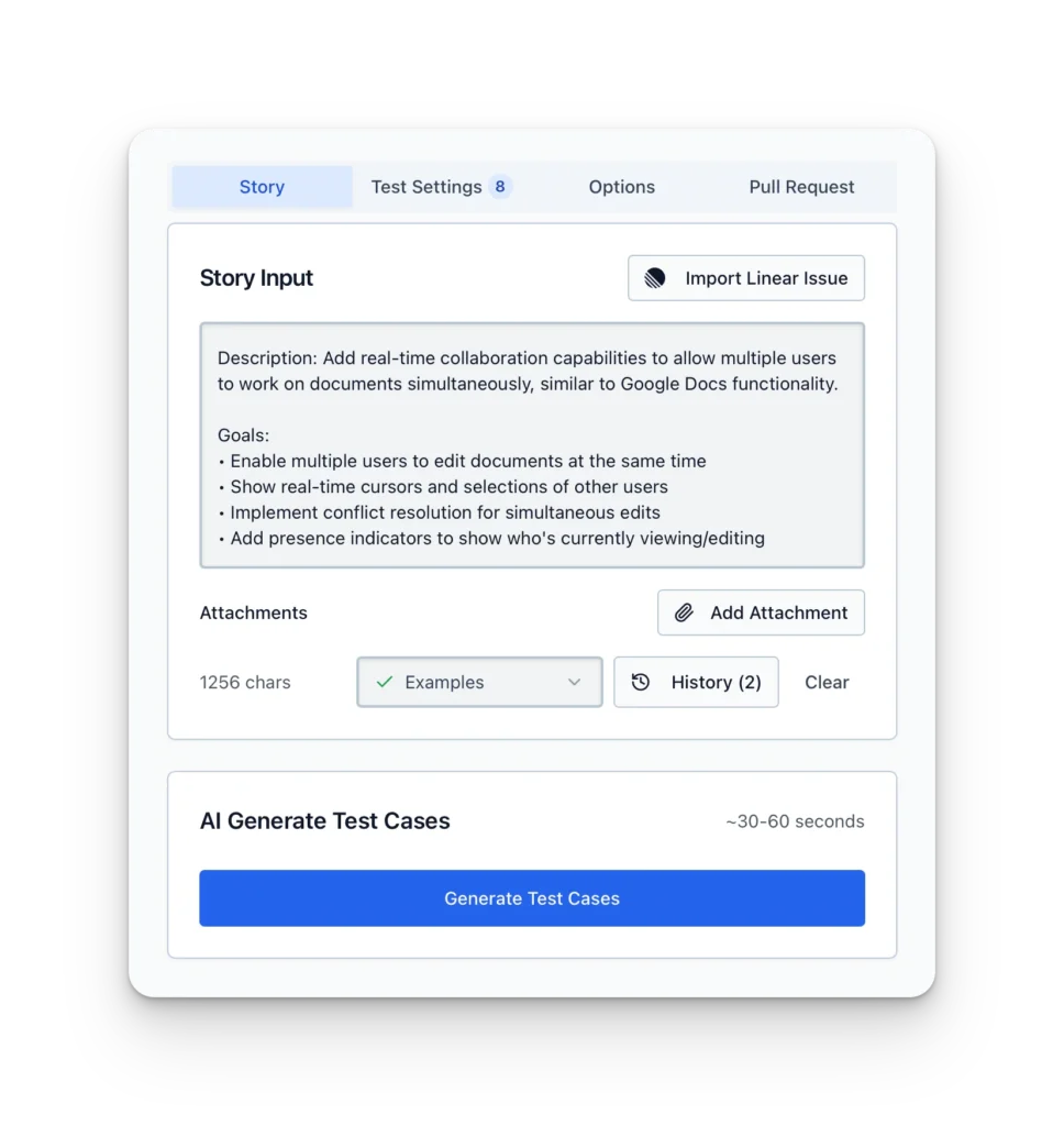 Test Story powered AI Test Case Generation