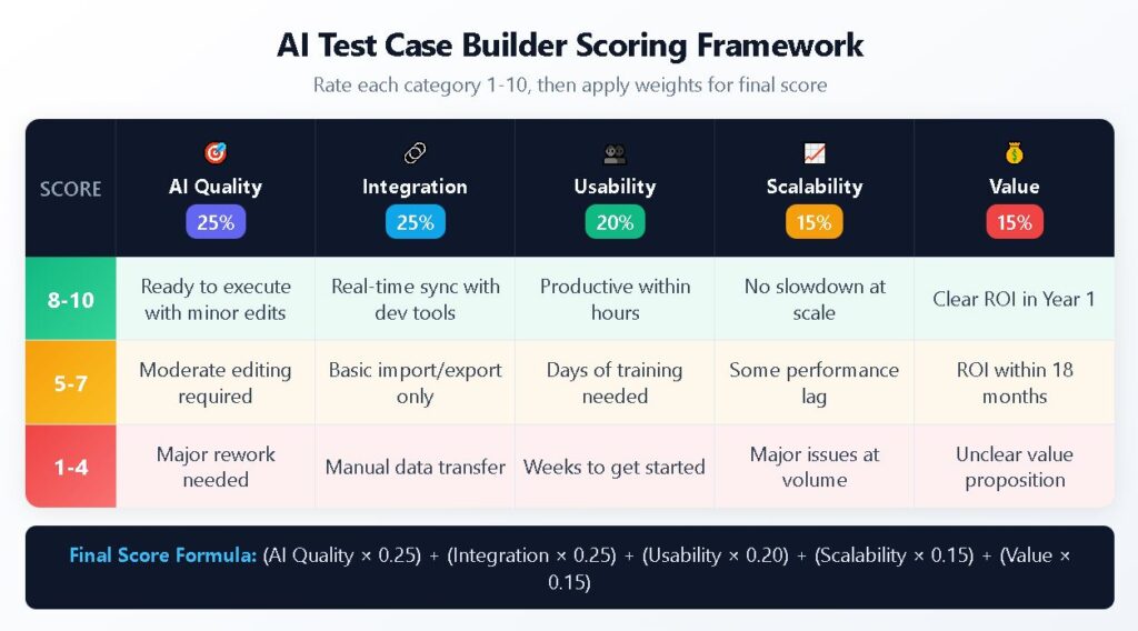 AI test case builder scoring framework 