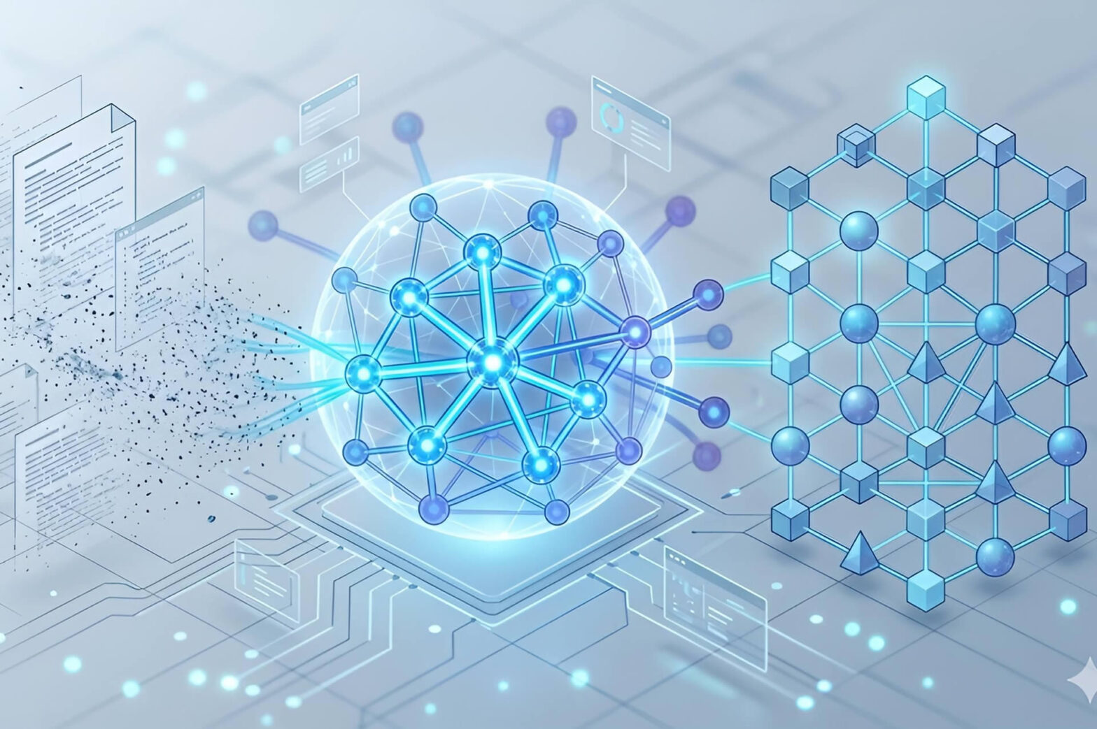 Illustration showing AI agentic memory transforming fragmented context into a persistent interconnected knowledge graph | TestQuality QA Agent
