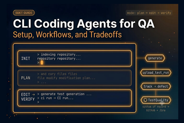 CLI coding agent running test automation in a terminal — QA engineer workflow
