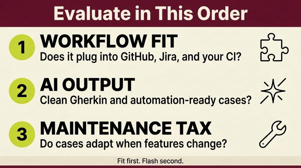 AI test case builder evaluation starts with workflow fit